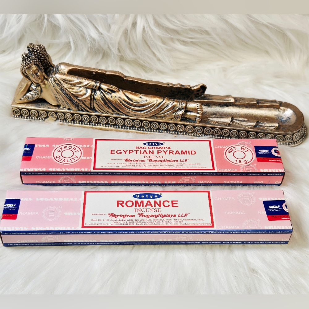 Gold Incense Holder with Incense